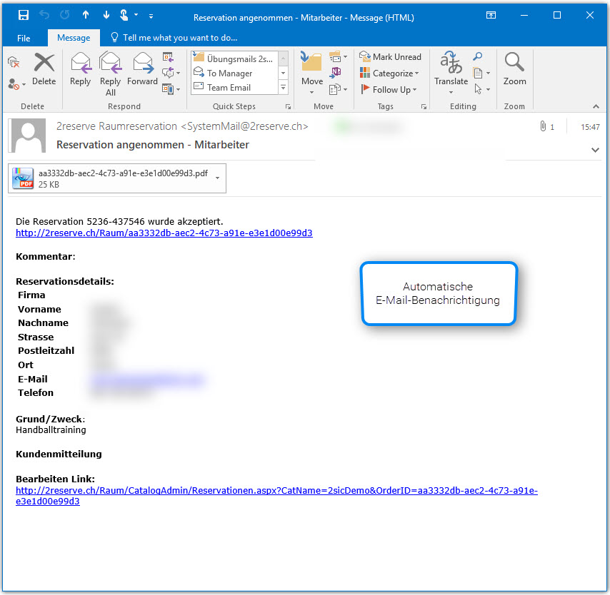 Automatische E-Mail-Benachrichtigung